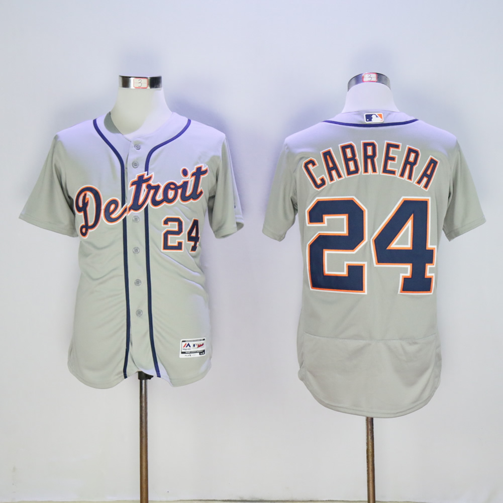 Men Detroit Tigers #24 Cabrera Grey MLB Jerseys